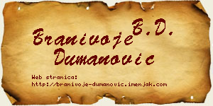 Branivoje Dumanović vizit kartica